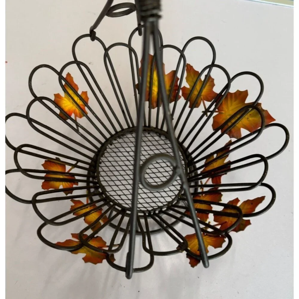 Decorative Metal Basket Fall‎ Leaf Design Black Wire Leaves